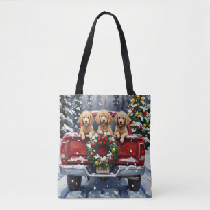 Tote Bag Poodle Noël Camion Rouge Fêtes
