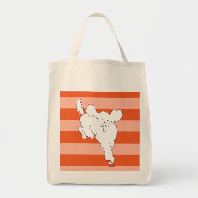 Tote Bag Poodle rayé Fourre-tout (Devant)