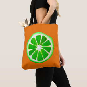 Tote Bag Pop art agrumes citron vert fruit original aquarel