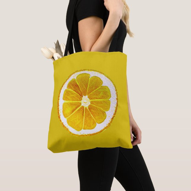 Tote Bag Pop art agrumes jaune citron d'origine (De près)