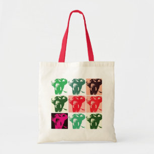 Tote Bag Pop Art Elephant Retro