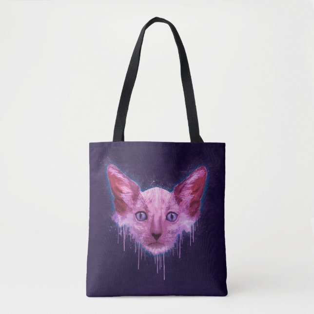 Tote Bag Pop Art Lykoi Werewolf Chat (Devant)