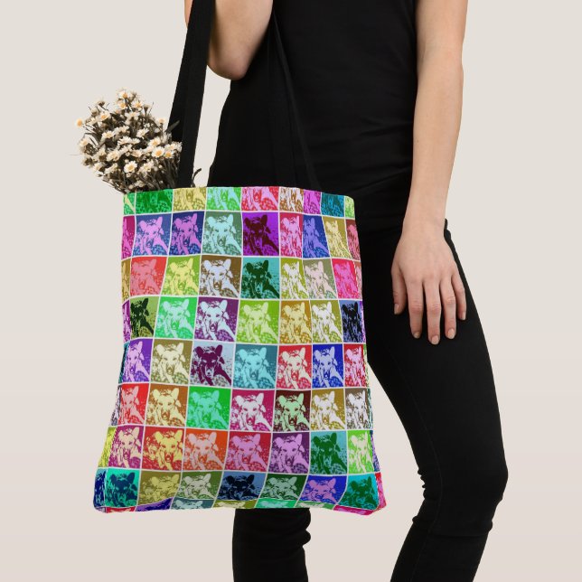 Tote Bag Pop d'art de chien berger allemand rétro sur toute (De près)