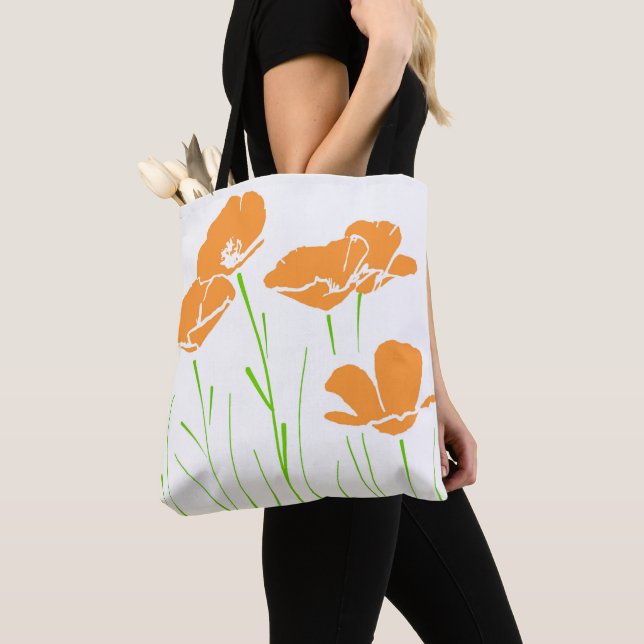 Tote Bag Poppies californiennes à cinq mains (De près)