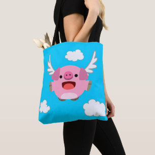 Tote Bag Porc mignon de bande dessinée de vol