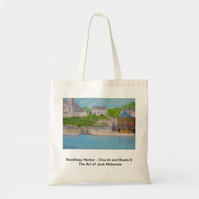 Tote Bag Port de Boothbay - église et bateaux (Devant)