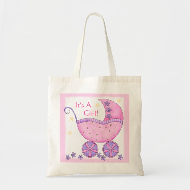 Tote Bag Porte-bébé rose fille Customisée (Devant)