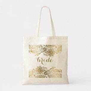 Tote Bag Porte de mariée Gold Floral Lpaisley