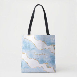Tote Bag Porte d'or bleu tendance personnalisée