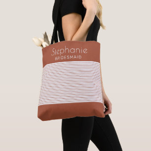Tote Bag Porte-mère rayée en terre cuite personnalisée