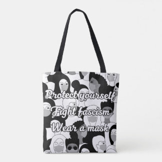 Tote Bag Porter un masque de style noir et blanc