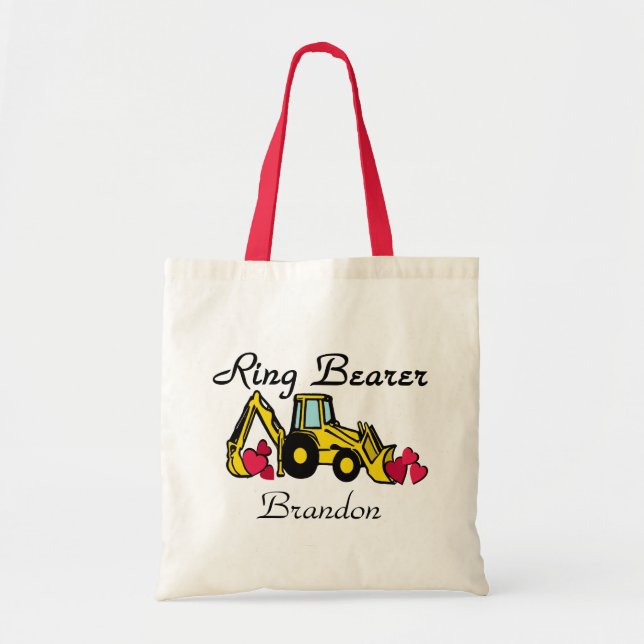 Tote Bag Porteur de bague Backhoe jaune (Devant)