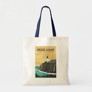 Tote Bag Portland Head Light Maine Art Vintage