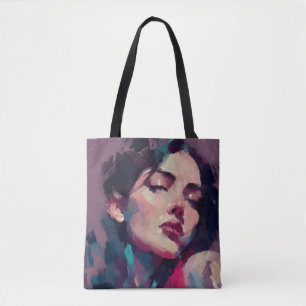 Tote Bag Portrait Abstrait de Lumière Néon