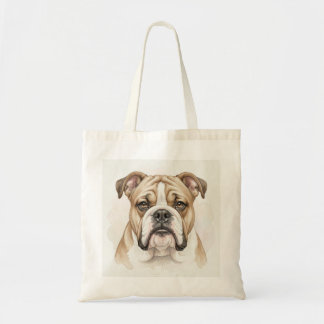 Tote Bag Portrait aquarelle de Bulldog Anglais
