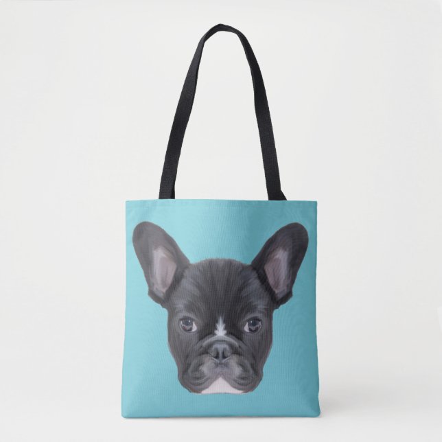 Tote Bag Portrait d'art de Bulldog en France (Devant)