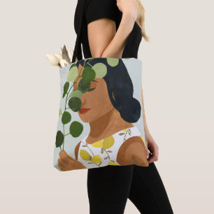 Tote Bag Portrait de botanique - femme avec la verdure