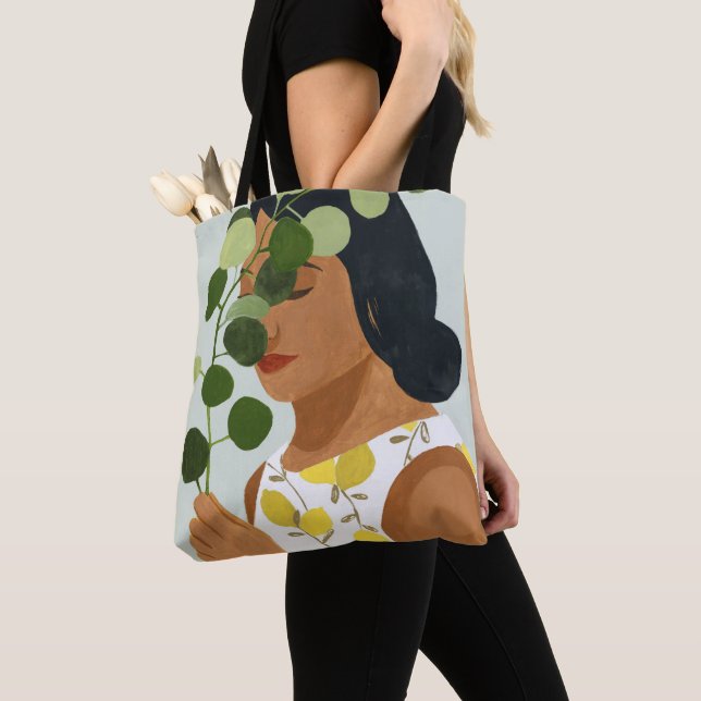 Tote Bag Portrait de botanique - femme avec la verdure (De près)