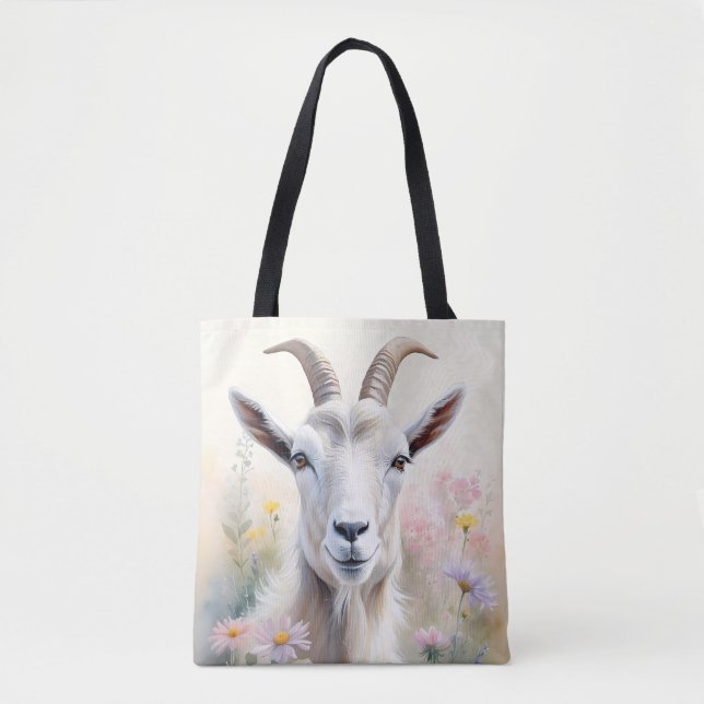 Tote Bag Portrait de chèvre de champ pastel doux (Devant)