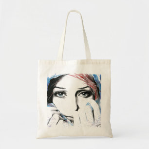 Tote Bag Portrait de fille Joli yeux aquarelle peinture art