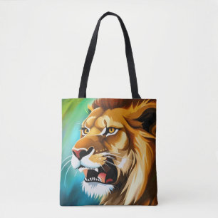 Tote Bag Portrait de lion rugissant de profil-57566