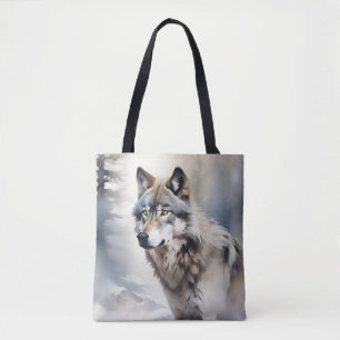 Tote Bag Portrait de loup dans l'aquarelle douce