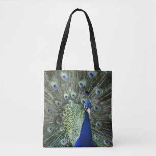 Tote Bag Portrait de paon avec des plumes