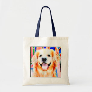 Tote Bag Portrait de sourire d'aquarelle de golden