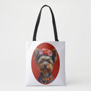 Tote Bag Portrait de Yorkshire Terrier Yorkie Art Populaire