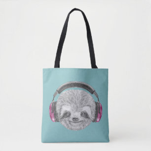 Tote Bag Portrait des écouteurs de port de la paresse