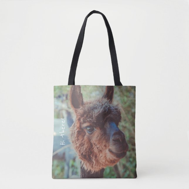 Tote Bag Portrait d'un alpaga brun (Devant)