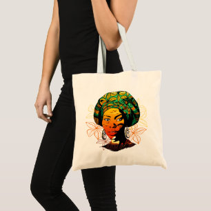 Tote Bag Portrait féminin africain avec coucher de soleil