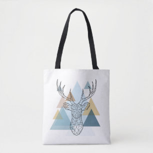 Tote Bag Portrait géométrique de cerfs communs