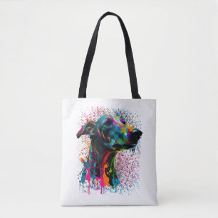 Tote Bag Portrait gris de Splash coloré Propriétaire du chi
