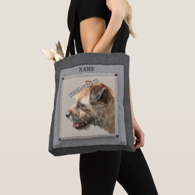 Tote Bag Portrait gris pour animaux de compagnie Photo Frin (De près)