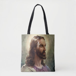 Tote Bag Portrait religieux vintage de Jésus-Christ avec ha