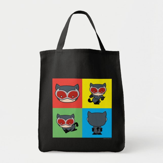 Tote Bag Poses de caractères Chibi Catwoman (Devant)
