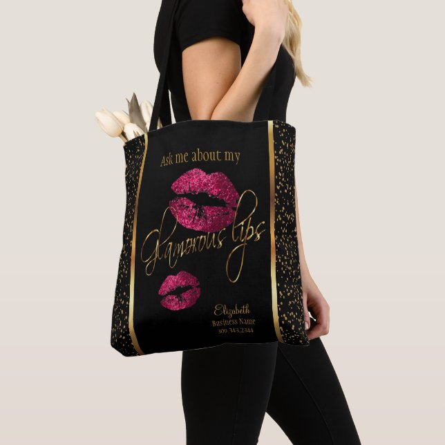 Tote Bag Posez-moi des questions sur mes lèvres glamour - L (De près)