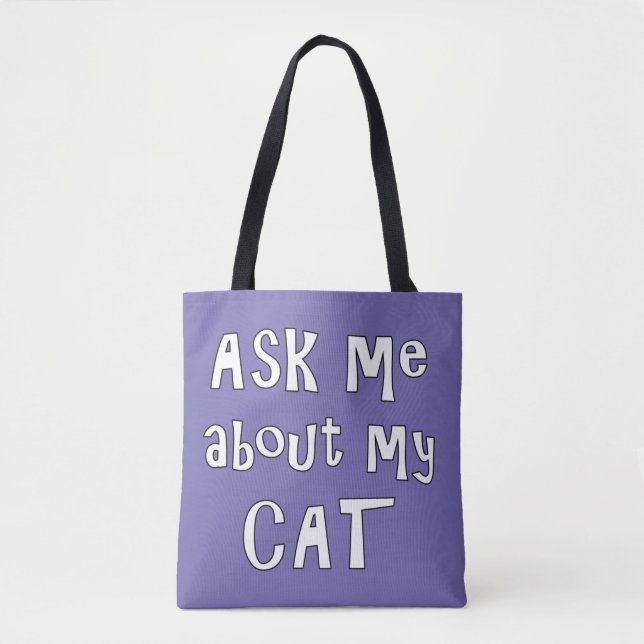 Tote Bag Posez-moi des questions sur mon chat (Devant)