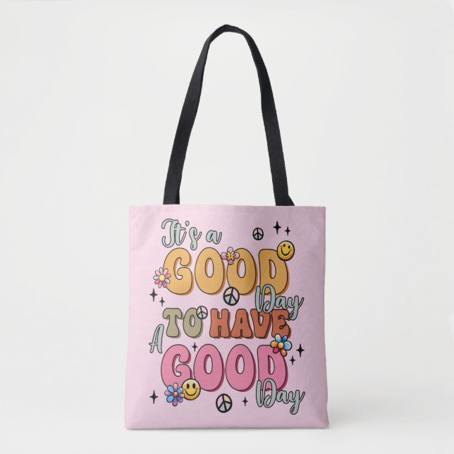 Tote Bag Positivité rétro "C'est un bon jour" (Devant)