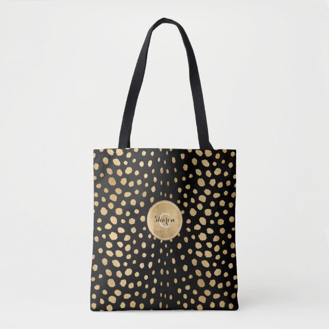 Tote Bag Poster de animal de Cheetah Monogram Gold personna (Devant)