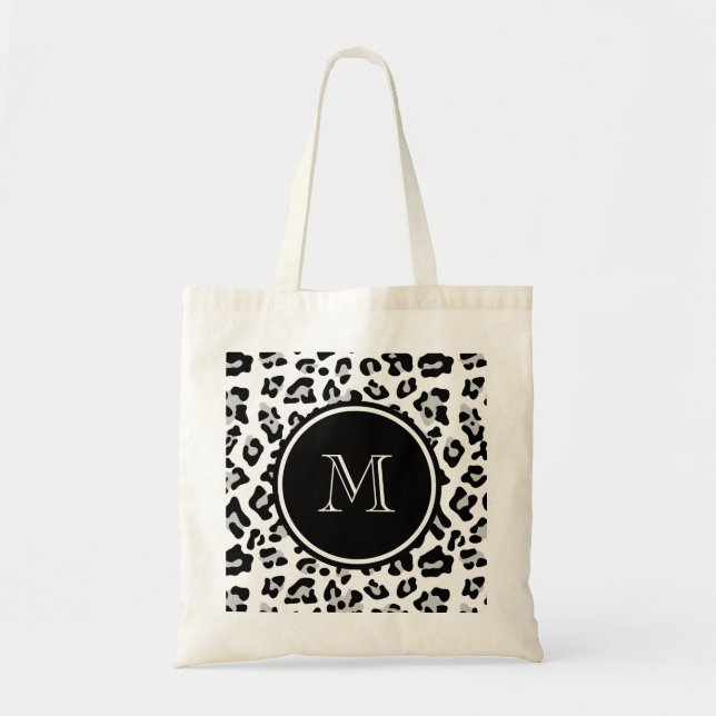 Tote Bag Poster de animal noir gris de léopard avec le (Devant)