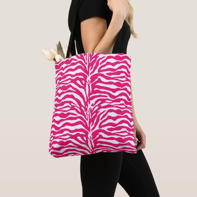 Tote Bag Poster de animal sauvage, Zèbre à Fuchsia rose et  (De près)