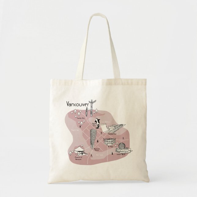 Tote Bag Poster de Vancouver - rose (Devant)