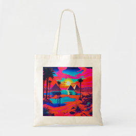 Tote Bag Poster psychédélique Art Paysage égyptien