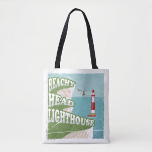 Tote Bag Poster rétro du phare à tête de plage