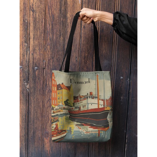Tote Bag Poster Vintage voyage Danemark personnalisable (Créateur téléchargé)