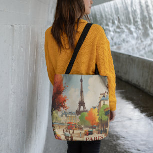 Tote Bag Poster Vintage voyage de la Tour Eiffel de Paris