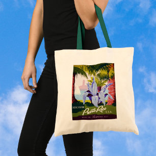 Tote Bag Poster Vintage voyage, Découvrez Porto Rico !