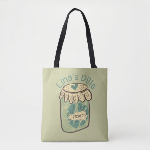 Tote Bag Pot de pickles amusant Dill vert amateur de nourri